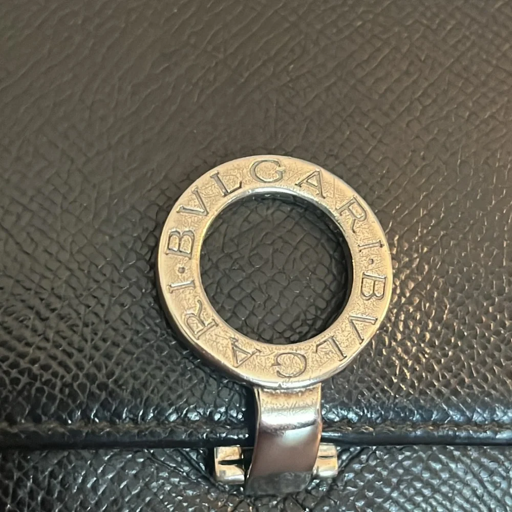 BVLGARI Clip Bi-Fold Long Wallet Bulgari Brugali Leather Authentic